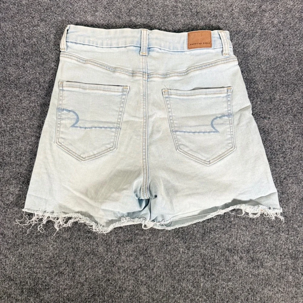 American Eagle Denim Shorts Ne(x)t Level Stretch High Waisted Raw Hem 10 Light